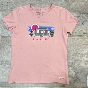 Life Is Good Soft Pink T-Shirt with Camper